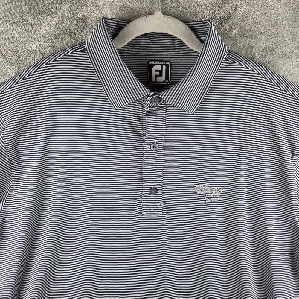 FootJoy Torrey Pines Golf Polo Shirt Mens XXL Black Striped Performance